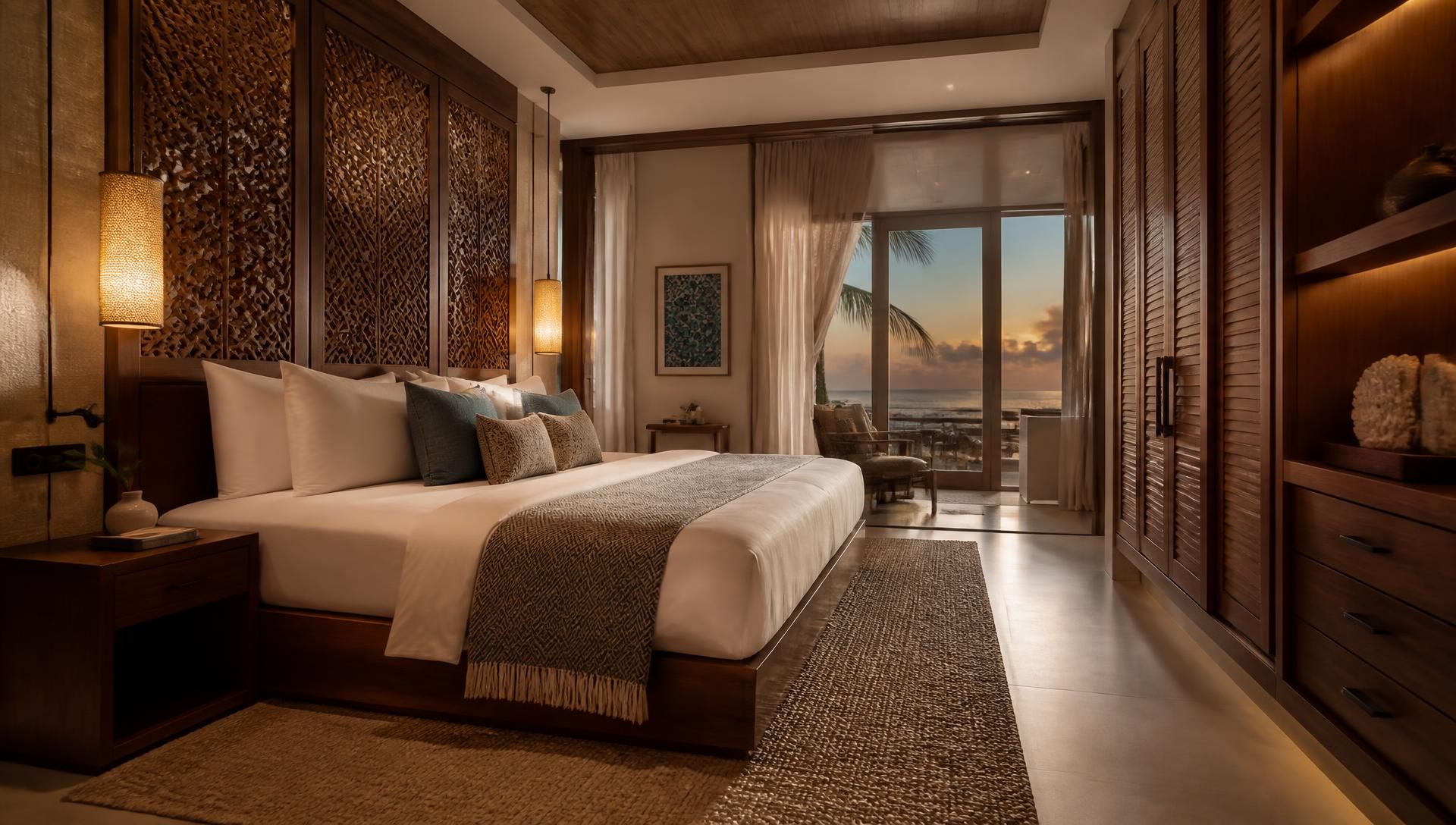 Bespoke timber joinery in a Zanzibar hotel suite