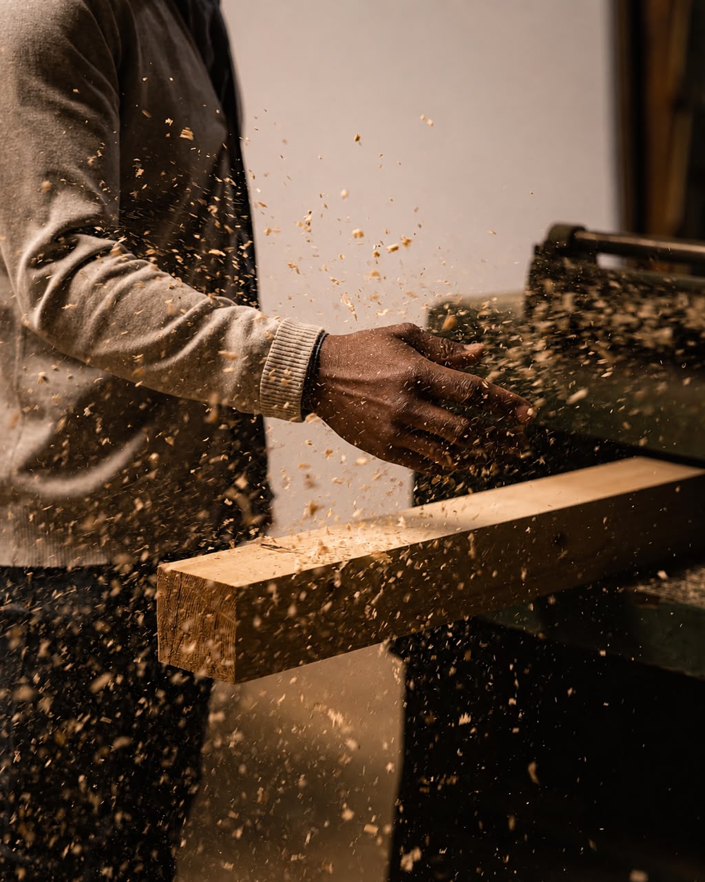 Planing timber in the Zagalo workshop